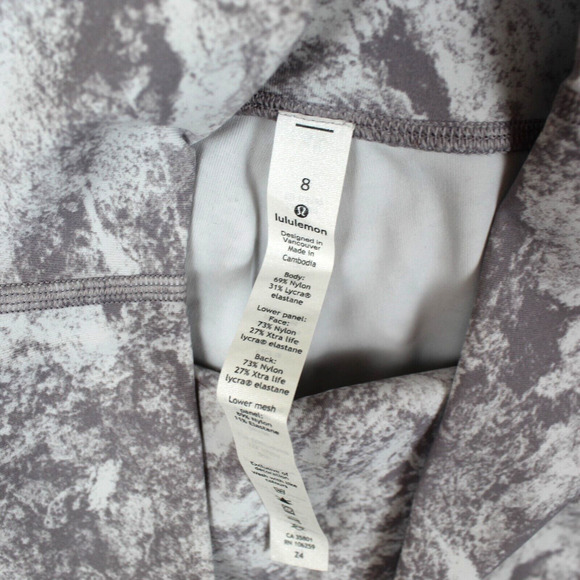 Lululemon Wunder Under Leggings Womens 8 Gray High Rise Crop Mesh Scallop - Picture 3 of 6